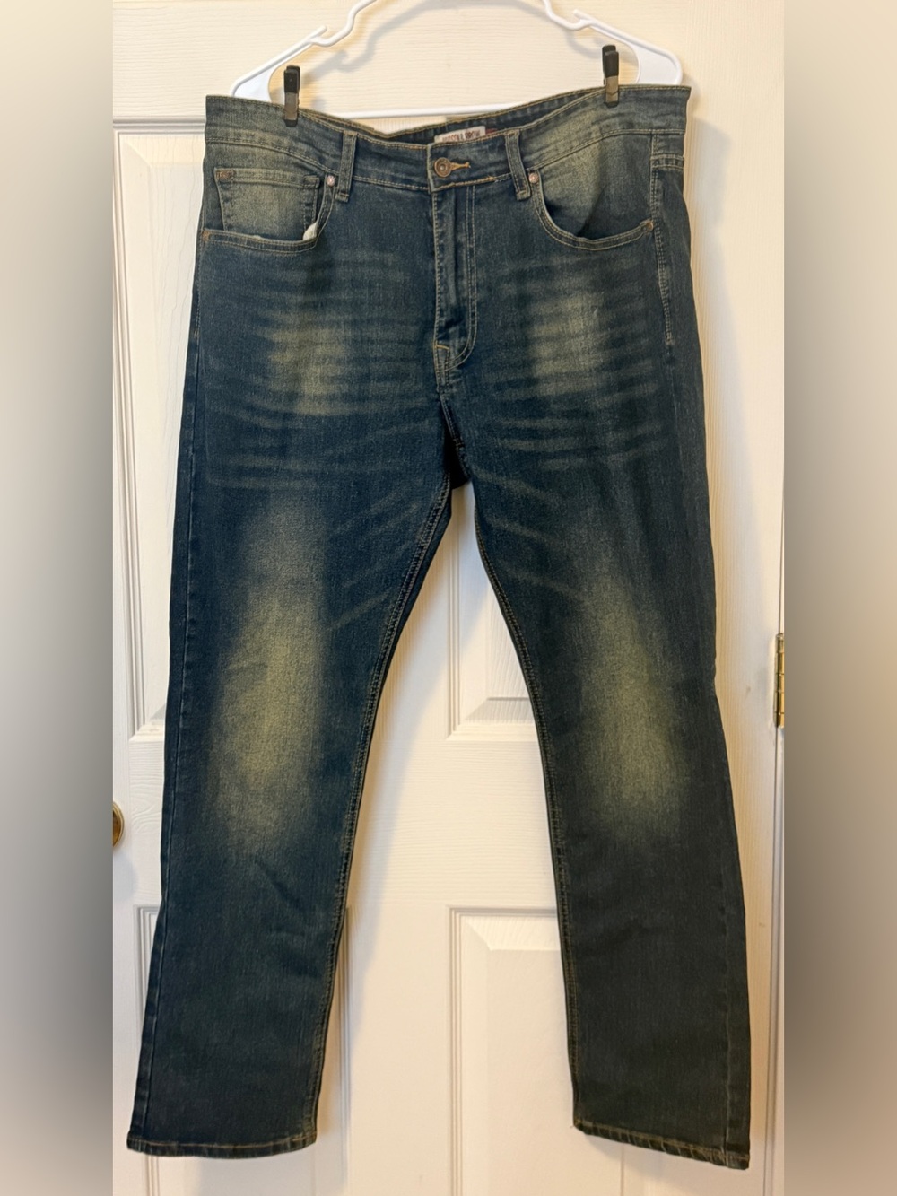 Hudson & Barrow NYC Jeans Mens 36x30 Blue Faded Whiskered Denim 5 Pocket